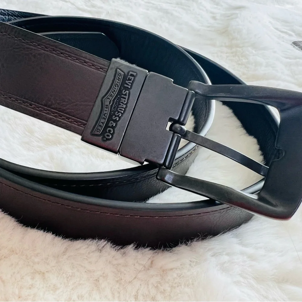 New Levi's Men's Putnam Reversible Belt,Black/Brown,54/56